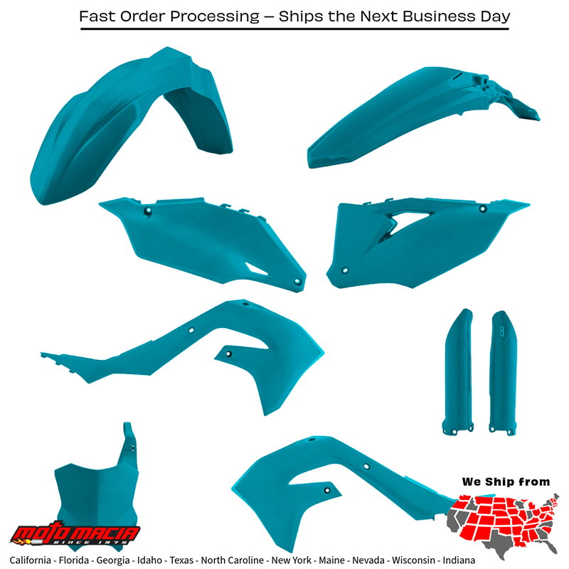 FULL PLASTIC KIT TEAL METALLIC Kawasaki KX250F KX450F KX250X KX450X 2019-2024