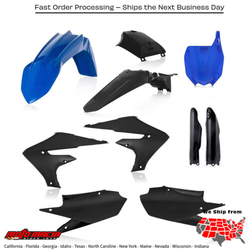 FULL PLASTIC KIT  BLUE/BLACK Yamaha YZ450F YZ250F YZ250FX YZ450FX 2018-2023