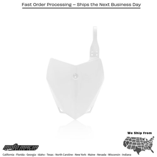 FRONT NUMBER PLATE WHITE Kawasaki KLX110 2010-2020 Kawasaki KLX110L 2010-2020 Kawasaki KLX110R 2021-2024 Kawasaki KLX110R L 2021-2024