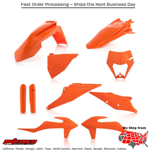 FULL PLASTIC KIT ORANGE KTM 500 EXC-F 500 XCF-W 350 XCF-W 300 XC-W TPi 250 XC-W TPi 150 XC-W TPi 350 EXC-F 450 EXC-F 150 XC-W 250 XC-W 300 XC-W 450 XCF-W 250 EXC-F 300 EXC 250 EXC 2020-2023
