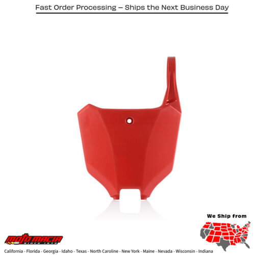 FRONT NUMBER PLATE  RED Honda CRF450RX 2021-2025 Honda CRF450R 2021-2025 Honda CRF250R 2022-2025 Honda CRF250RX 2022-2025