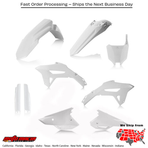 PLASTIC KIT- FULL  WHITE Honda CRF450R W.E. CRF450R CRF250R 2021-2024