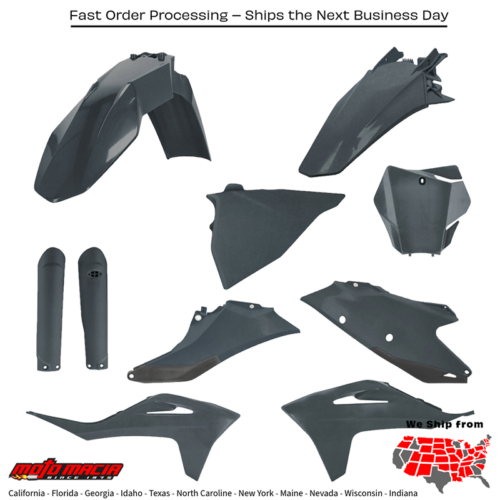 FULL PLASTIC KIT GAS GREY METALLIC Gas Gas Gas-Gas MC 125 MC 250F MC 450F EX 250F EX 350F EX 450F EX 300 MC 250 MC 350F EX 250 2021-2023