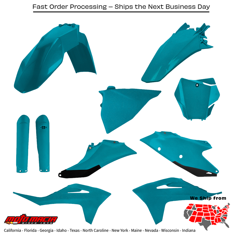 FULL PLASTIC KIT GAS TEAL METALLIC Gas Gas Gas-Gas MC 125 MC 250F MC 450F EX 250F EX 350F EX 450F EX 300 MC 250 MC 350F EX 250 2021-2023