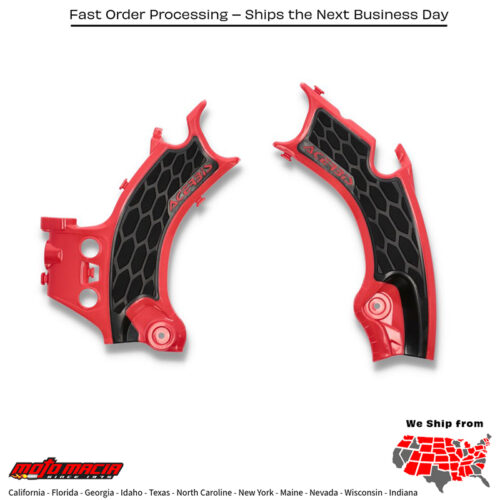 X-GRIP FRAME GUARDS  RED/BLACK Honda CRF450RX CRF450R W.E. CRF450R CRF250R CRF250RX 2021-2024
