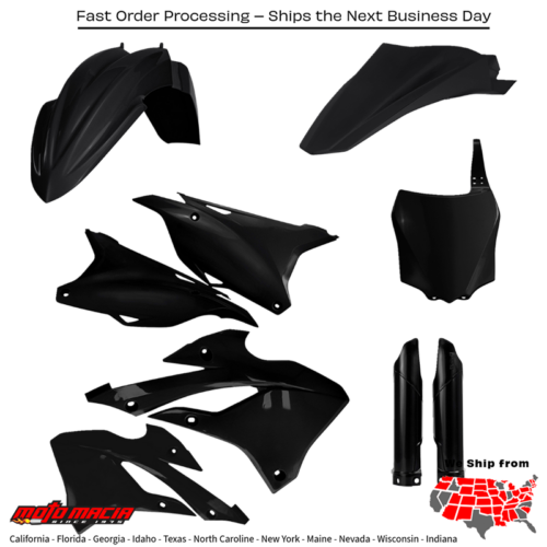 Full Plastic Kit Black Kawasaki Kx112 2022-2024 Kx85 2022-2024