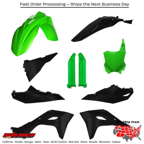 FULL PLASTIC KIT  GREEN/BLACK Kawasaki KX450F KX450X 2024