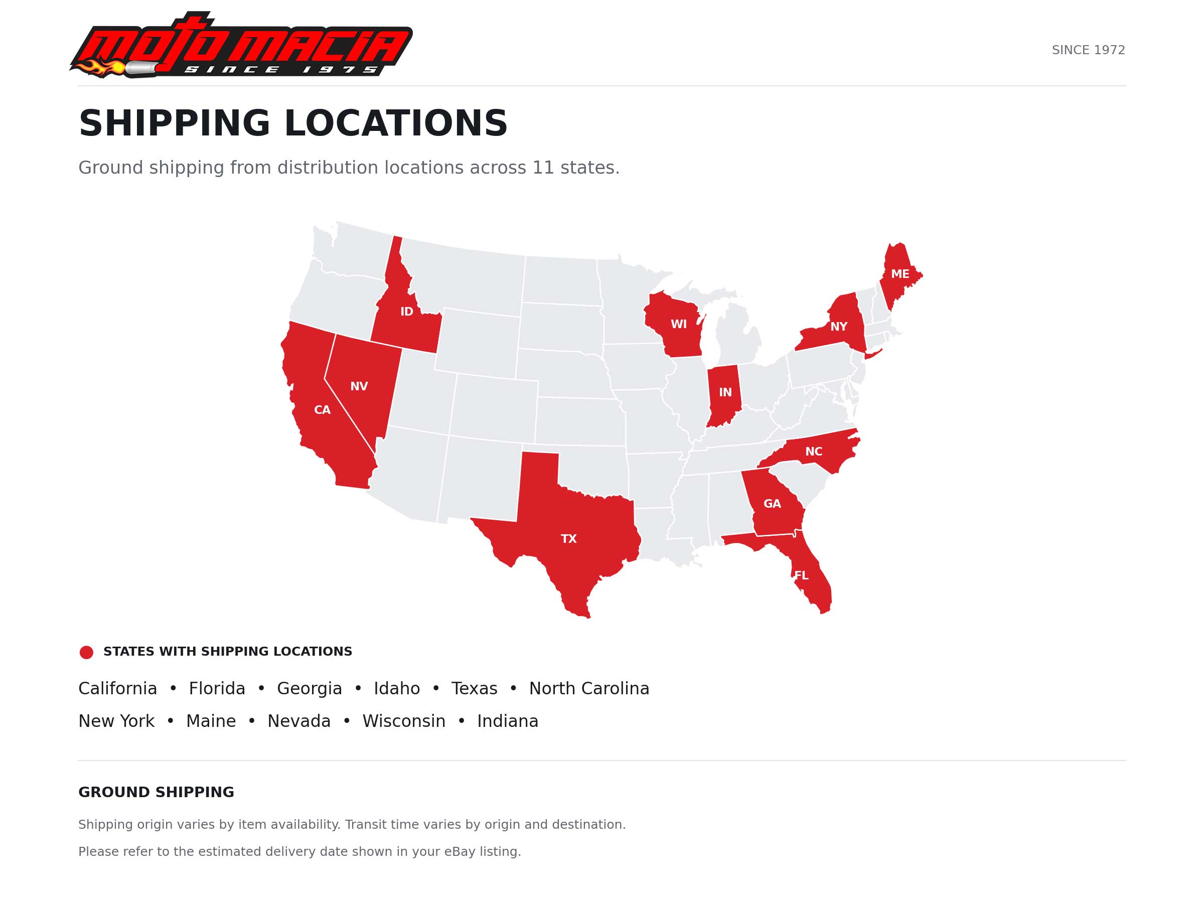 MotoMacia shipping locations