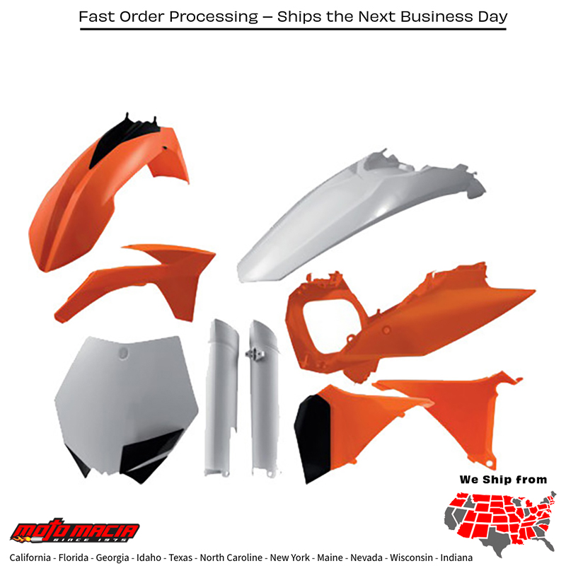PLASTIC KIT ORANGE KTM 150 XC 2011-2011 KTM 250 SX 2011-2011 KTM 250 XC 2011-2011 KTM 300 XC 2011-2011 KTM 150 SX 2011-2011 KTM 105 SX 2011-2011 KTM 125 SX 2011-2011