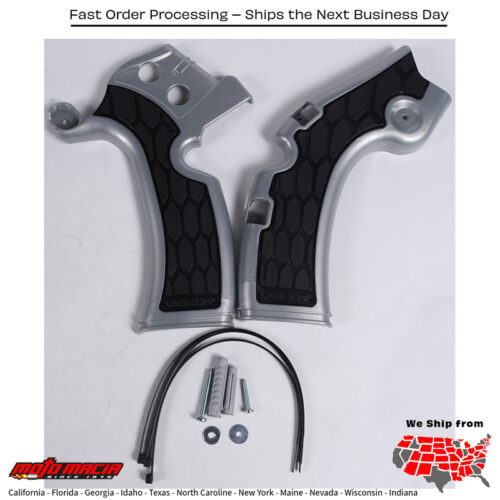 X-GRIP FRAME GUARD SILVER/BLACK Kawasaki KX450F 2009-2018