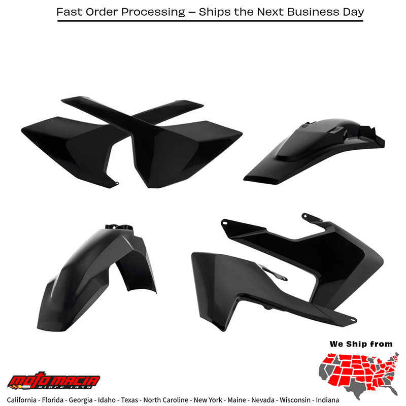 PLASTIC KIT BLACK Husqvarna TE 150 2017-2019 Husqvarna TE 300 2017-2018 Husqvarna FE 250 2017-2019 Husqvarna FE 350 2017-2019 Husqvarna FE 450 2017-2019 Husqvarna FE 501 2017-2019 Husqvarna TE 250 2017-2018 Husqvarna TE 250i 2018-2019 Husqvarna TE 300i 201