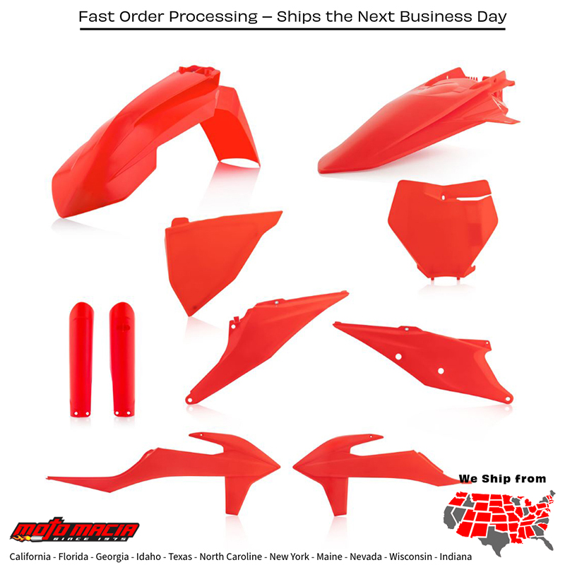 FULL PLASTIC KIT FLO-ORANGE KTM 350 EXC-F 350 XC-F 350 SX-F 450 SX-F 250 XC-F 450 XC-F 450 SX-F Factory Edition 250 SX-F 250 SX 150 SX 125 SX 350 XCF-W 2017-2021