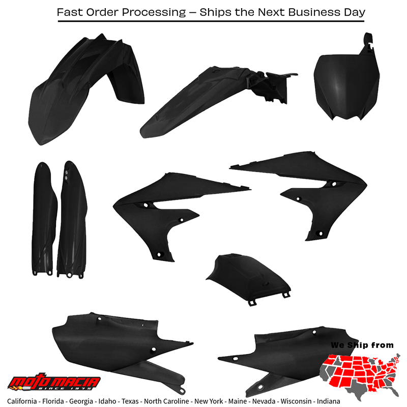 FULL PLASTIC KIT BLACK METALLIC Yamaha YZ450F YZ250F YZ450FX YZ250FX YZ250F Monster Energy RE YZ450F Monster Energy RE 2018-2023