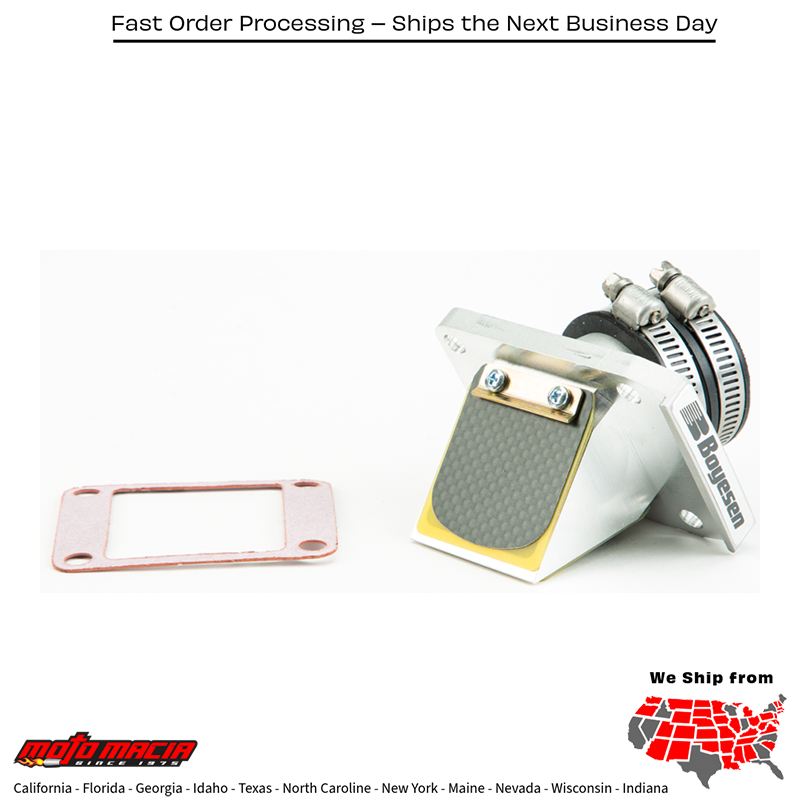 BOYESEN engineers embarked on a mission to create a new lineage of aerodynamic intake technology by refining the primary performance factors required to increase peak horsepower through design innovation: Aerodynamic Surface Optimization, Model-Specific Reed Petal Tensioning, Material Fuel Resistance, and Multi-Stage Reed Timing. Together, these innovations create a new technological benchmark in intake performance.