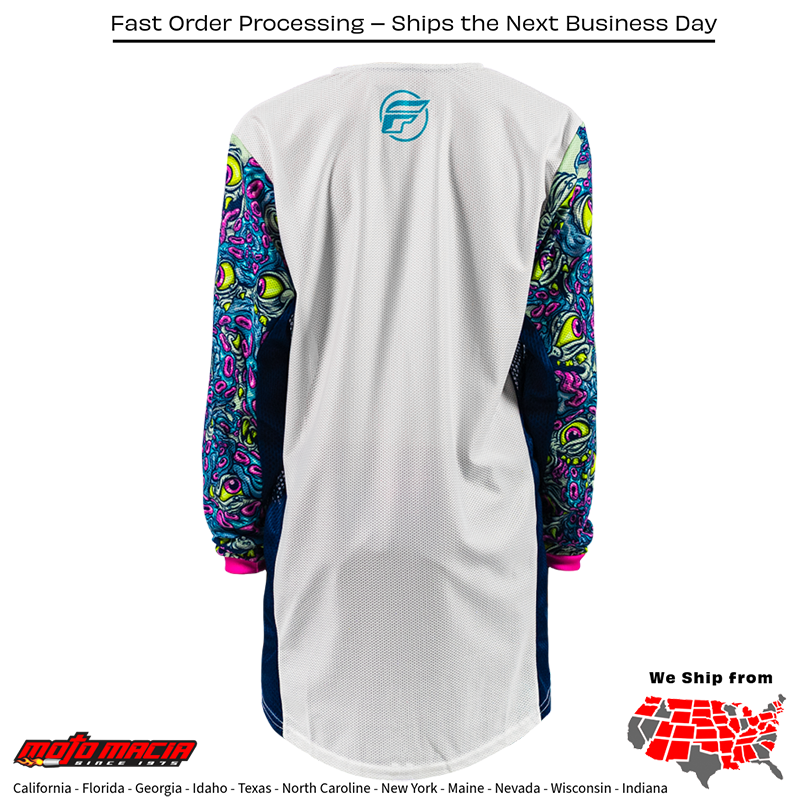 Yth Kinetic Mesh Mutant Jersey White/Blue/Multi - Image 2