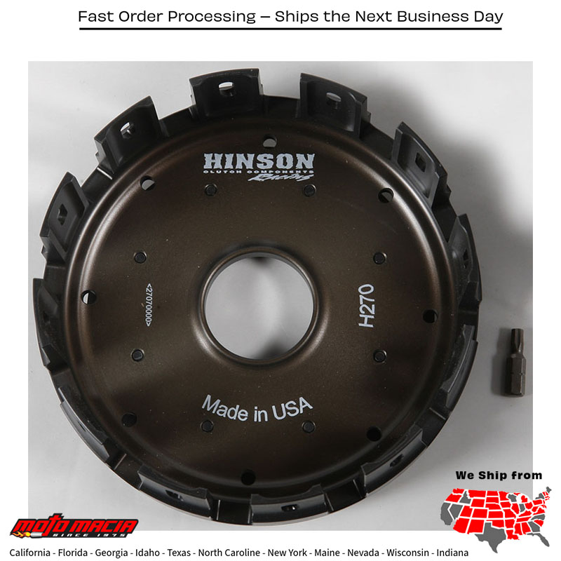 HINSON Clutch Basket (campana de embrague) HINSON KTM 450 SX-F 450 SX ATV 450 XCF-W 530 EXC-R 4-Stroke 530 KTM 450 SX-F 450 SX ATV 450 XCF-W 530 EXC-R 4-Stroke 530 XC-W 4-Stroke 505 SX ATV 450 XC-F 505 Xc-F 505 Sx-F 400 XC-W 4-Stroke 2007-2011. MPN: H270. SKU: 151-1008.