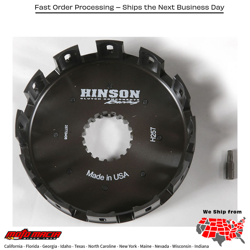 HINSON Clutch Basket (campana de embrague) HINSON Kawasaki Suzuki KX250F RM-Z250 KX250X 2006-2022 H257 Kawasaki Suzuki KX250F RM-Z250 KX250X 2006-2022. MPN: H257. SKU: 151-3006.